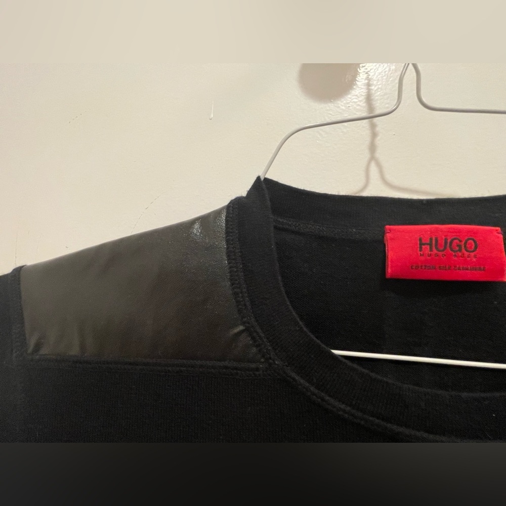 Hugo Boss Black Cotton/silk/cashmere sweater& poly top (gifted new, no tags)